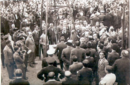 06.07.27. Año 1932. Colocación de la primera piedra del pantano de Ortigosa. (Fotos, AGACE).