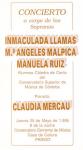 09.05.80. Conicerto de sopranos. Inmaculada Llamas, María Ángeles Malpica y Manuel Ruiz. 1995.