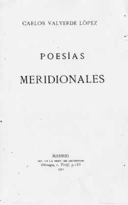 19.03.02.07. Portada del libro, Poesía Meridionales, de Carlos Valverde López.