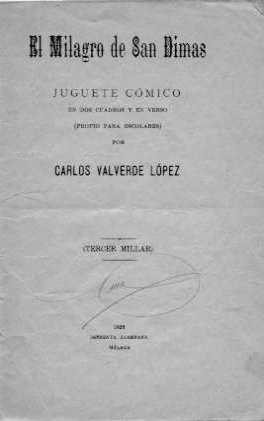 19.03.02.09. Portada del libro El milagro de San Dimas. Málaga, 1928, de Carlos Valverde López.