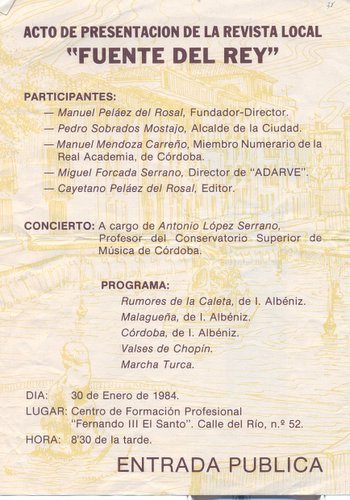 09.05.31. Presentación revista Fuente del Rey. 1984.