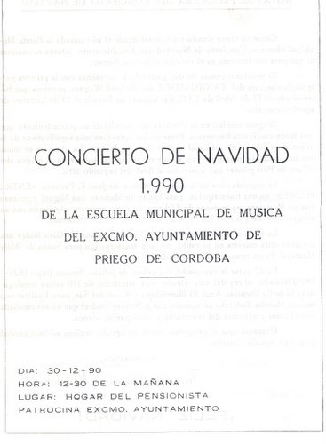09.05.56. Concierto de Navidad. Escuela Municipal de Música. 1990.