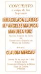 09.05.80. Conicerto de sopranos. Inmaculada Llamas, María Ángeles Malpica y Manuel Ruiz. 1995.