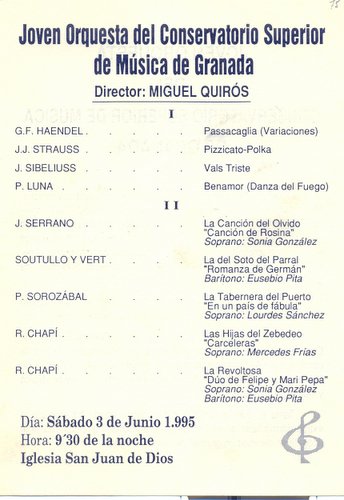 09.05.81. Joven Orquesta del Conservatorio Superior de Música de Granada. 1995.