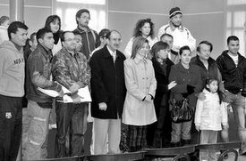 Delegados, alcaldesa y adjudicatarios.